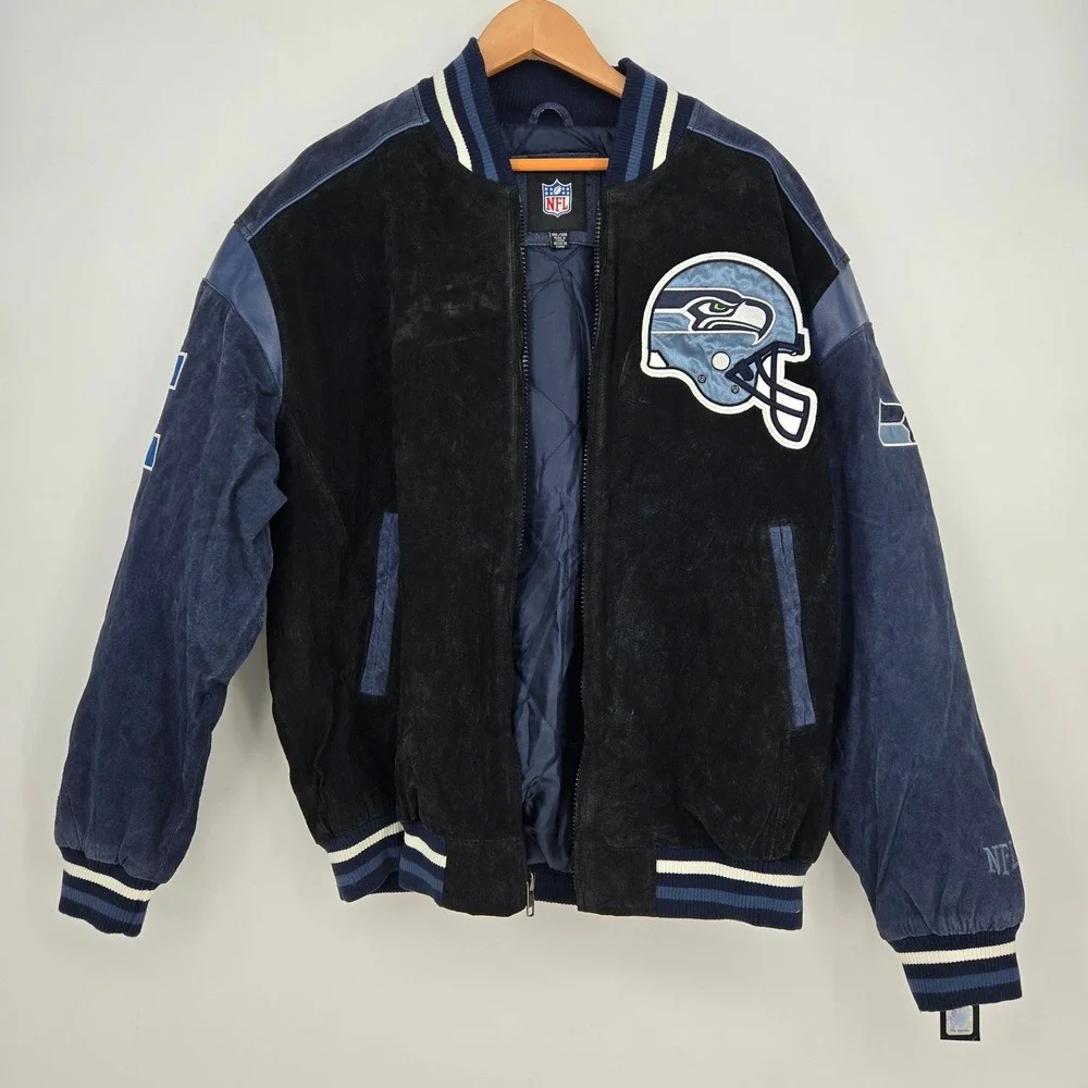 NWT Vtg Seattle Seahawks NFL Football Suede Varsity Letterman Jacket Mens XXL